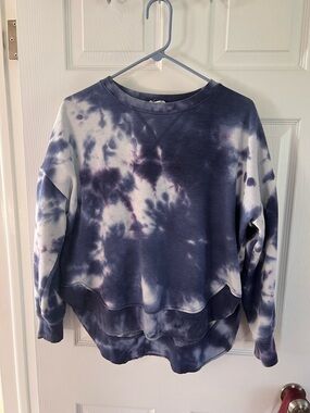 Pink Rose Blue Tie-Dye Crewneck Sweatshirt Size Large